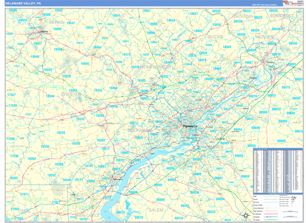 Delaware Valley Metro Area Wall Map